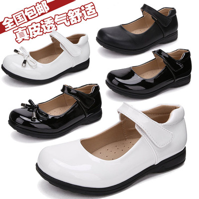 学生制服大中童白色公主风黑皮鞋