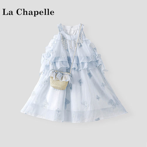 La Chapelle【拉夏贝尔】夏季洋气甜美女童无袖蝴蝶连衣裙LD2417