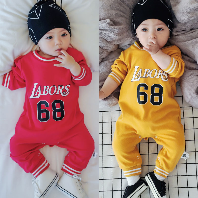 滿月嬰兒哈衣春秋純棉男寶寶連體衣女新生兒036-9-12個月衣服秋裝