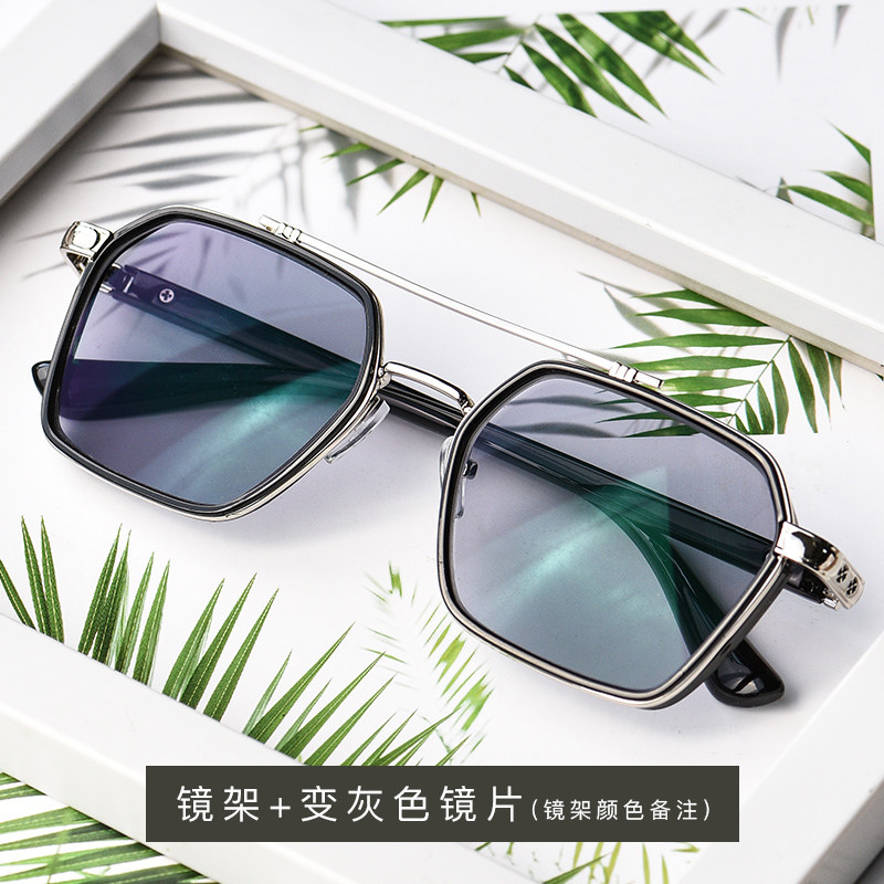 防蓝光辐射眼镜男潮变色网红近视暴徒眼睛框女潮流痞帅成品近视镜