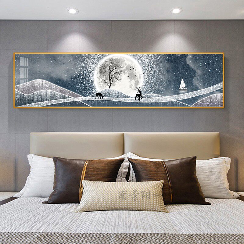 卧室装饰画床头挂画温馨福鹿客厅主卧墙画现代简约房间背景墙壁画