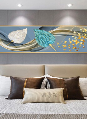 轻奢卧室装饰画温馨主卧床头挂画现代简约羽毛客厅房间背景墙壁画