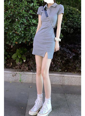 美式包臀裙子polo性感修身紧身连衣裙夏季辣妹女装甜辣纯欲小个子