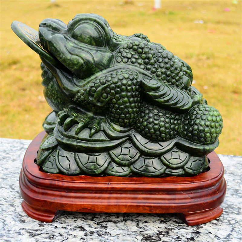招财金蟾摆件天然玉石三足蟾蜍家居装饰店铺开业礼品金蝉工艺摆件