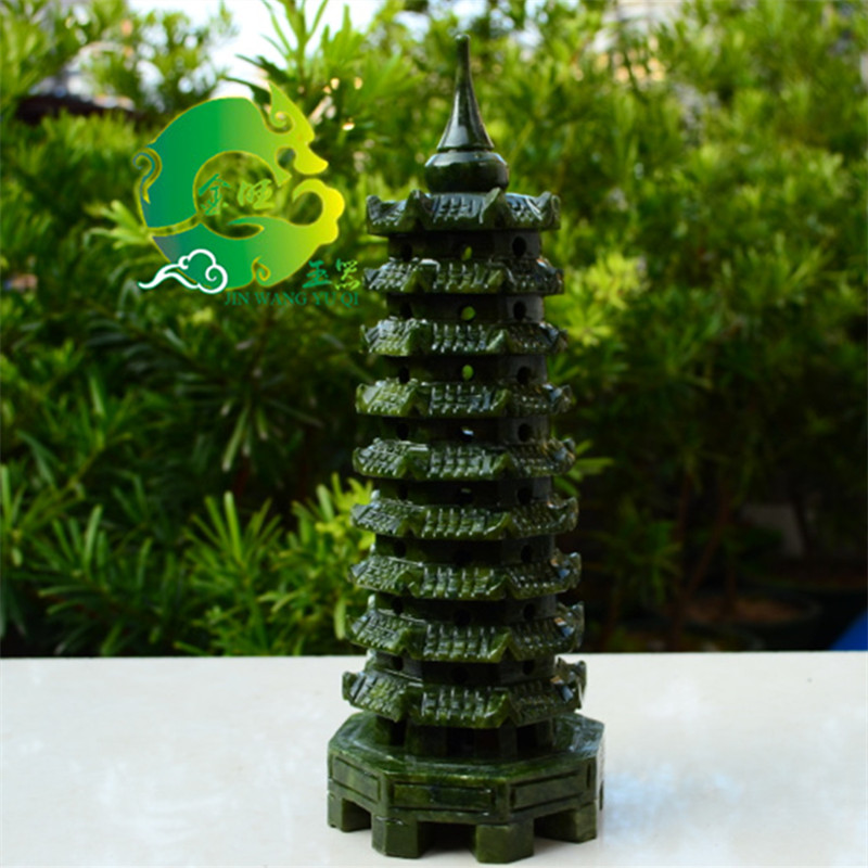 九层天然玉石文昌塔摆件
