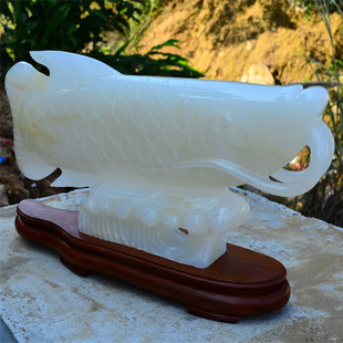 阿富汗玉金龙鱼摆件工艺品商务家居装饰办公室客厅摆设开业礼品