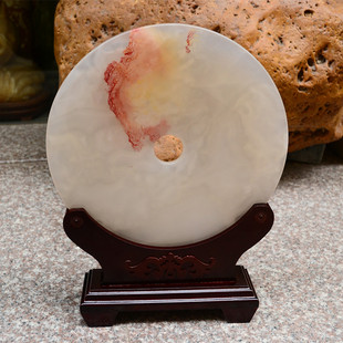 阿富汗玉平安扣摆件商务礼品客厅办公窒书房家居饰品天然玉石工艺