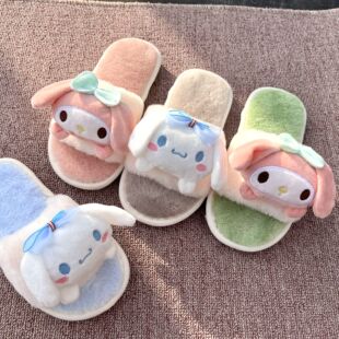 儿童棉拖鞋女童宝宝秋冬室内家居防滑保暖可爱卡通女孩毛绒拖鞋