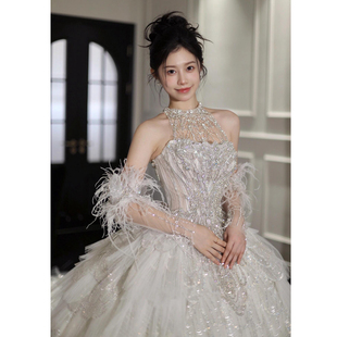 法式高端婚纱2026新款新娘小个子重工奢华高定款复古出门主纱冬季