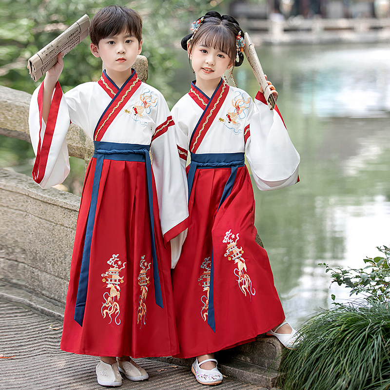 儿童汉服开笔礼演出服国学服装