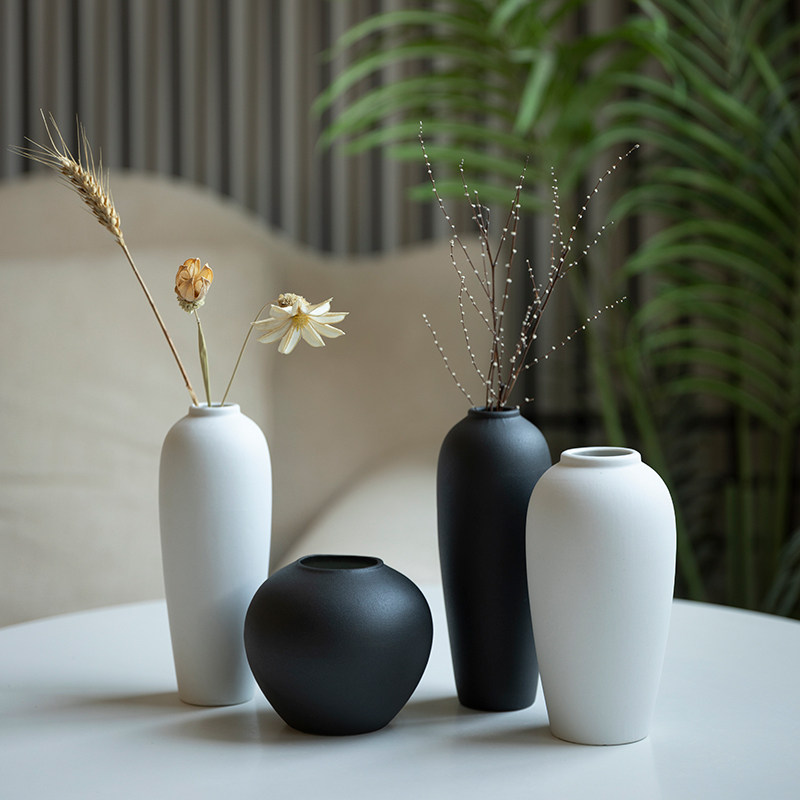 景德镇手工陶瓷花瓶简约现代插花摆件家居书房客厅餐厅桌面装饰品