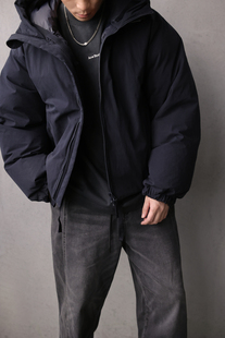 Secretbase 90白鹅绒超厚高克重羽绒服 潮牌工装风带帽棉布外套