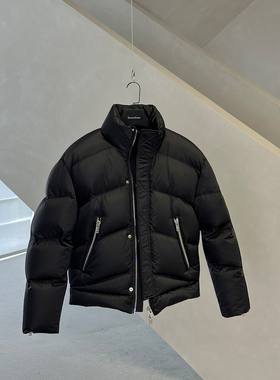 Secretbase 缎面高克重95白鸭绒 高克重立领拼接拉链加厚羽绒服