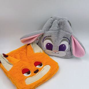 2025新款卡通疯狂动物朱迪尼克毛绒收纳袋可爱化妆包拍立得束口袋