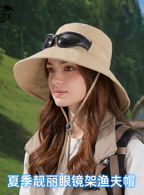 印logo春夏季大檐防晒帽欧美大头围遮阳帽子女时尚百搭便捷眼镜架