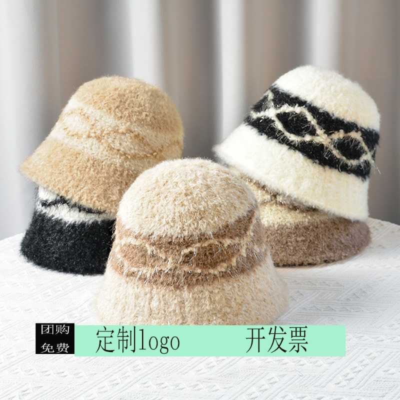 定制印logo秋冬毛绒保暖护耳大头围渔夫帽显脸小帽子女网红新款拼