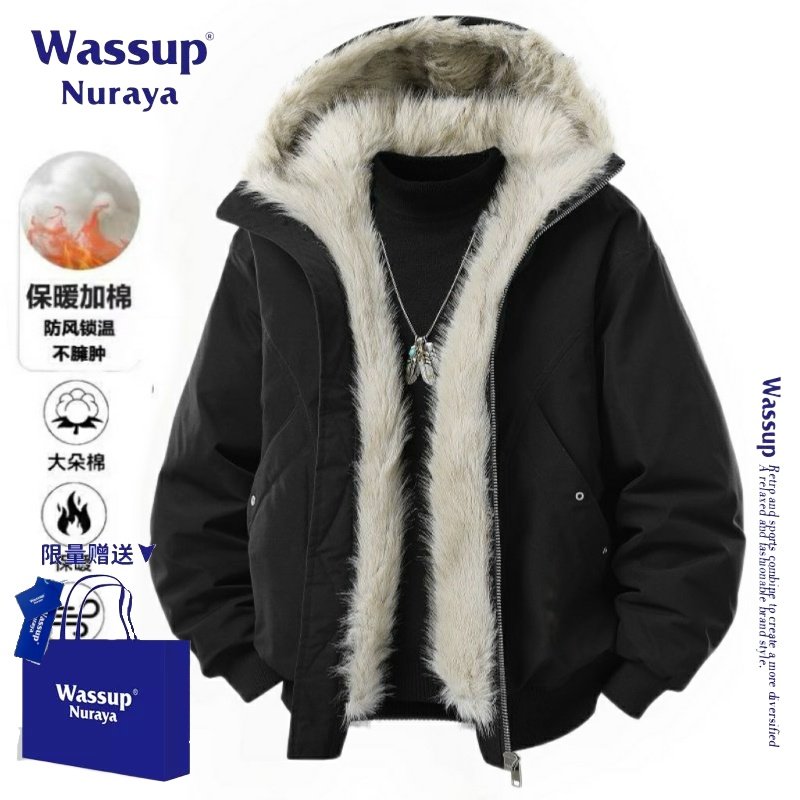 WASSUP NURAYA美式座山雕毛领羽绒棉服男款秋冬棉袄宽松棉衣外套