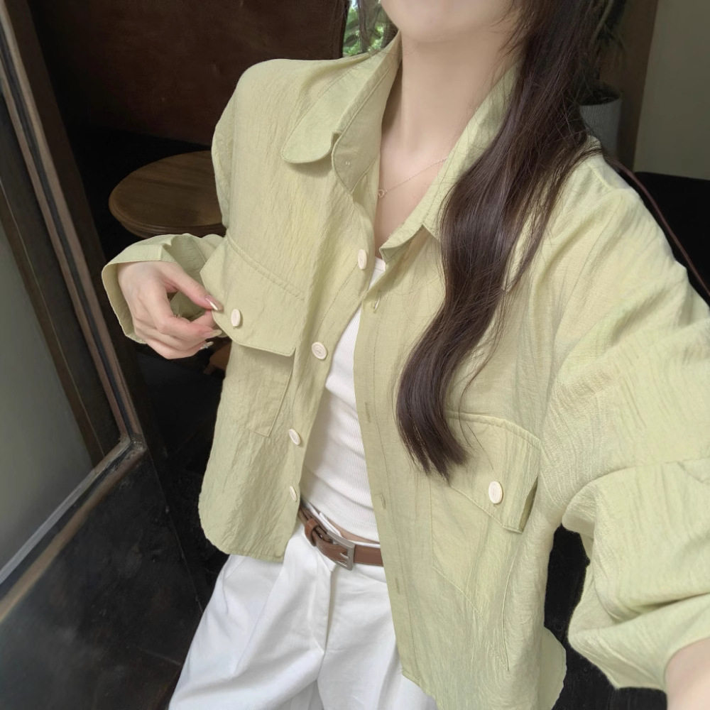 实拍 防晒衬衫外套女装春夏短款设计感百搭开衫薄款宽松韩版上衣