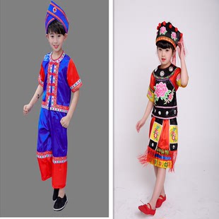 儿童民族服装土族土家裕固族仡佬族56个少数民族服饰舞台演出服装