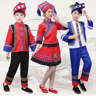 云南儿童民族服装拉祜族舞蹈服男女童拉祜族运动会舞台表演出服饰