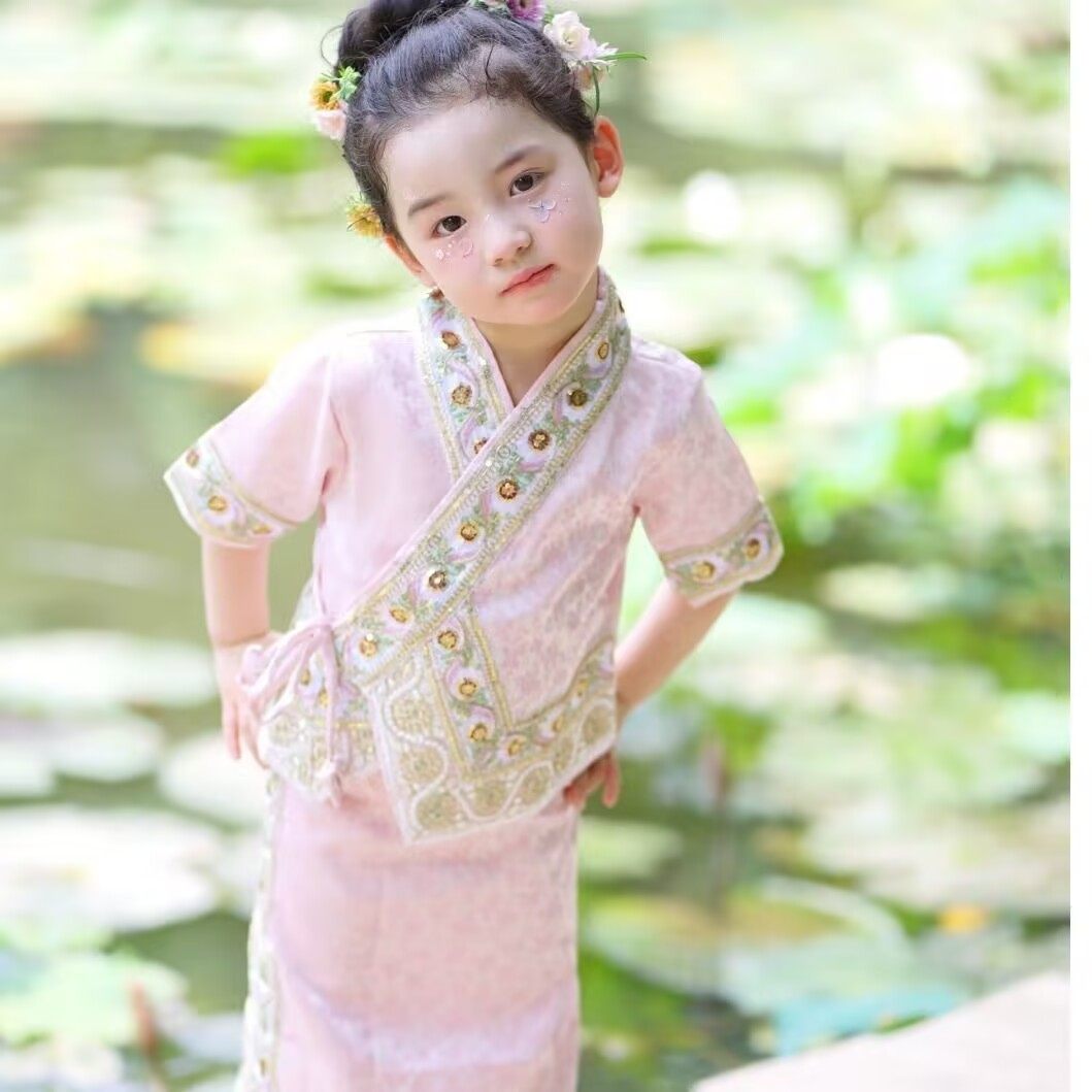 六一傣族服装儿童女新款云南民族西双版纳服饰衣服泼水节舞蹈套装