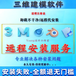 3DMAX/Maya/C4D/Blender/Plasticity 远程安装三维软件相关服务