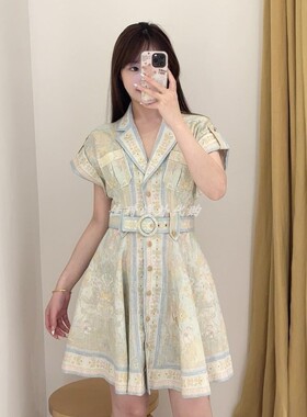 明星Zimmermann连衣裙澳洲正品代购2025印花无袖衬衣式短裙Acacia