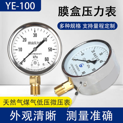 膜盒压力表YE100低压表
