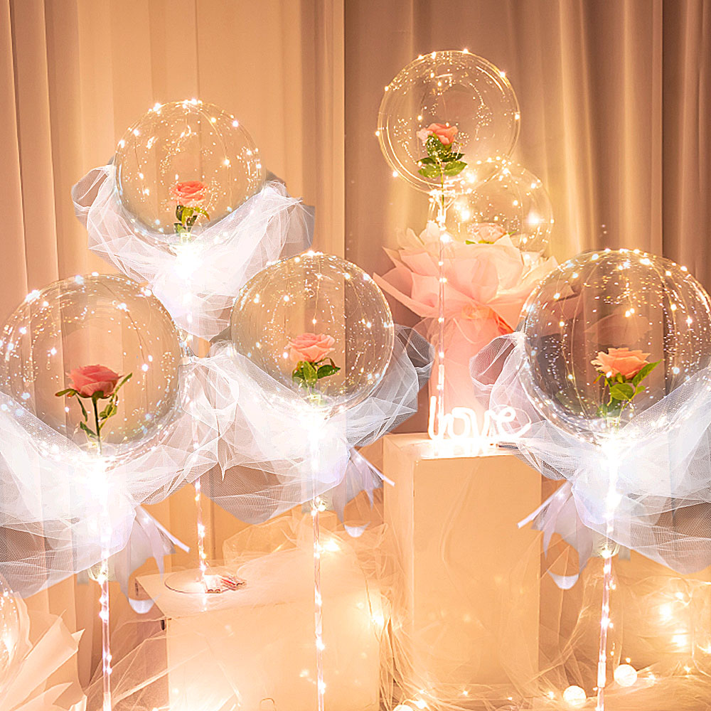 Led Balloon Bouquet Transparent Bobo Ball Valentines Day Wit