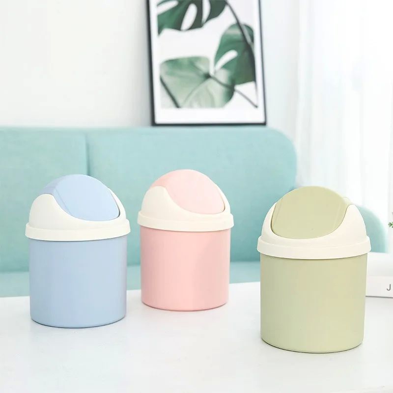 Small Waste Trash Can Bin Desktop Garbage Basket Table Large