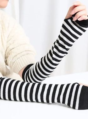 Women Girls Cotton Classic Fingerless Long Gloves Wristband