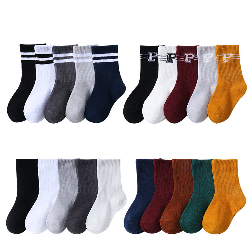 5 Pairs/Lot Autumn Winter High Elastic Simple Children Socks 女士内衣/男士内衣/家居服 船袜 原图主图