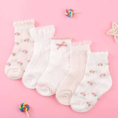 Girls Socks 5 Pairs/Lot Spring Summer Cotton Infant Children