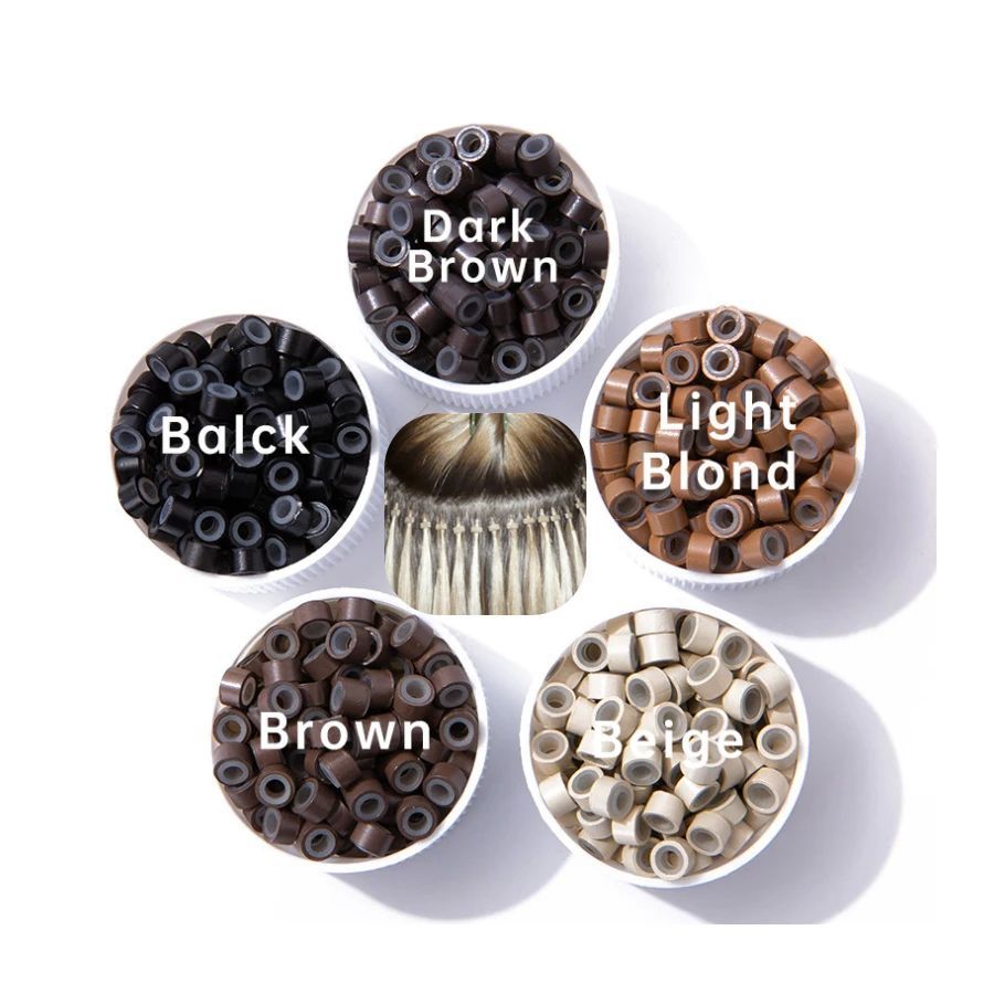 Silicone Lined Micro Link Ring Hair Extensions Beads Salon M