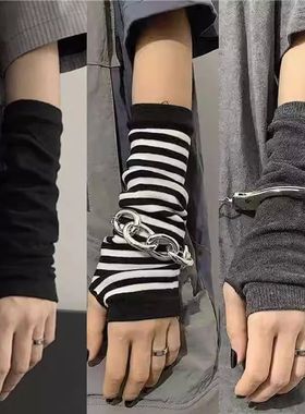 Y2K Winter Warm Long Sleeves Gloves for Men Women Fingerless