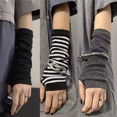 Y2K Winter Warm Long Sleeves Gloves for Men Women Fingerless