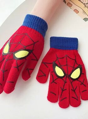 Diseny Spiderman Children's Gloves Warm Double-layer Cartoon