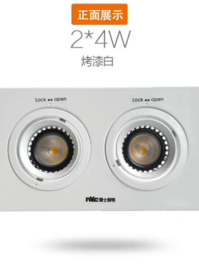 雷士照明传统格栅射灯双头斗胆灯4w 6W白色牛眼灯COB