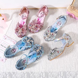 儿童女粉色蝴蝶结拉丁舞鞋软底女童女孩2025新款舞蹈跳舞鞋子秋冬