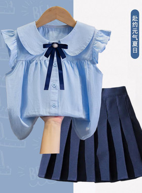 女童夏季jk学院风衬衫裙套装学生