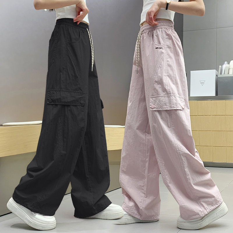 女童夏季冰丝工装裤阔腿裤速干裤