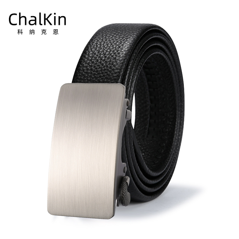 Mens belt automatic buckle 3cm wide thin narrow suit leather pure leather belt fine middle-aged and young trouser belt