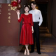 女结婚敬酒服新娘高级感回门便装 2025新款 红色秋冬订婚礼服裙长袖