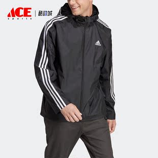 Adidas/阿迪达斯正品跑步训练男子梭织连帽夹克外套IB0381