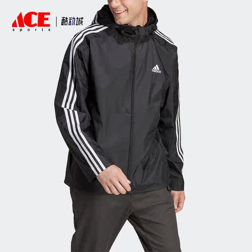 Adidas/阿迪达斯正品跑步训练男子梭织连帽夹克外套IB0381