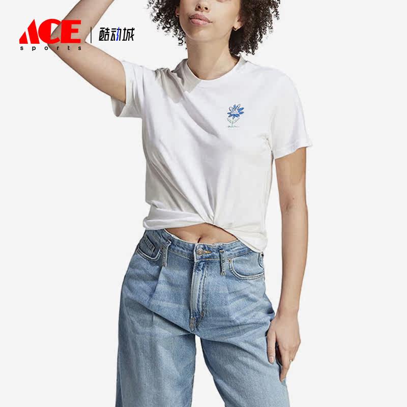 Adidas/阿迪达斯正品新款女子运动印花圆领短袖透气T恤IB4875