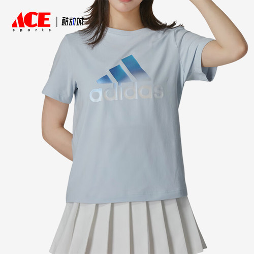 阿迪达斯女士经典透气运动短袖