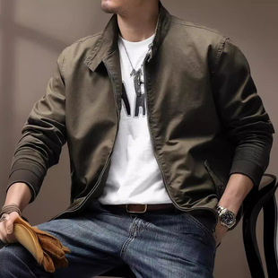 美式复古硬汉飞行员工装夹克男士春季新款立领休闲潮牌牛仔外套男