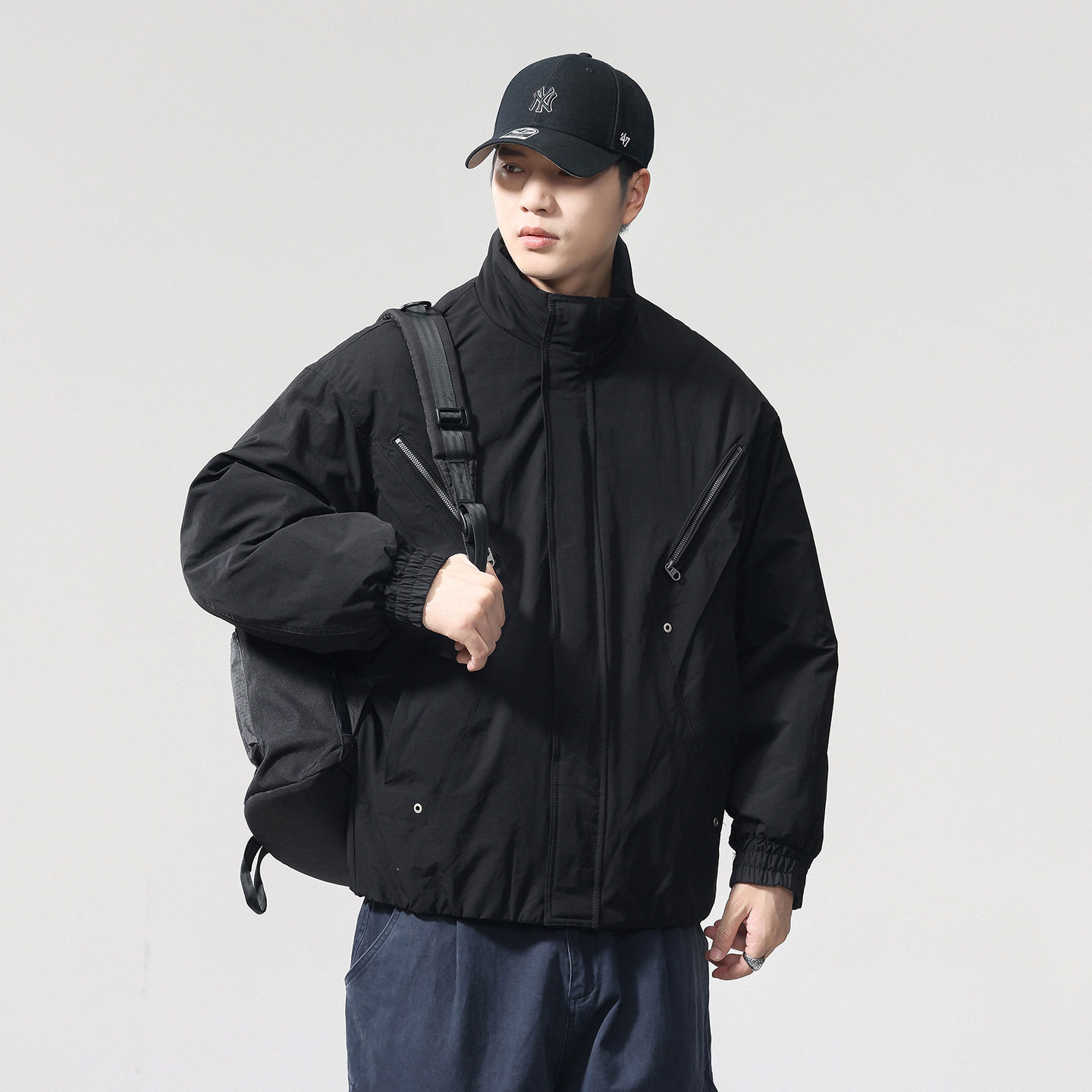 2025秋冬新款青年美式复古拉链口袋翻领棉衣夹克外套男宽松棉服,户外/登山/野营/旅行用品,户外休闲衣,淘宝优惠券,粉丝福利购,淘宝优惠卷