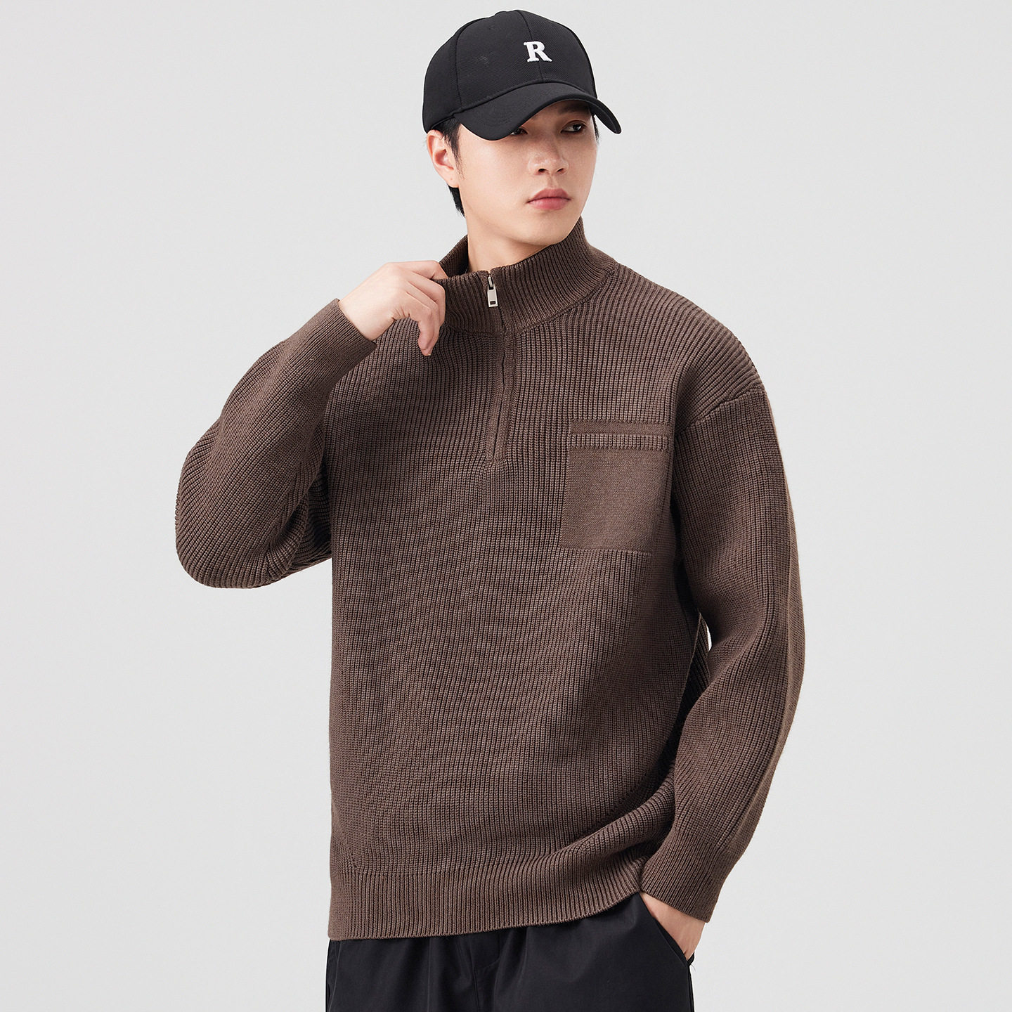 美式半拉链男士重磅立领毛衣秋冬季新款宽松休闲保暖针织衫外套潮,户外/登山/野营/旅行用品,户外休闲衣,淘宝优惠券,粉丝福利购,淘宝优惠卷